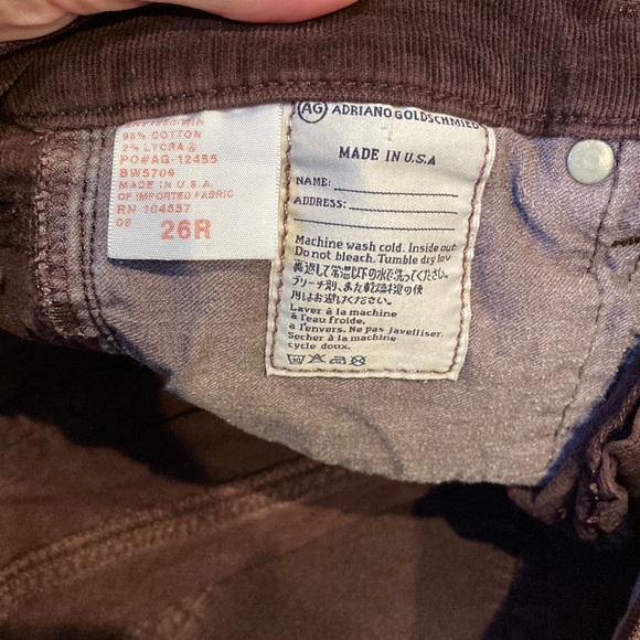 AG JEANS 26 The Stevie Slim Straight Fine Waled Jeans Jegging GOLDSCHMIED - Picture 7 of 9